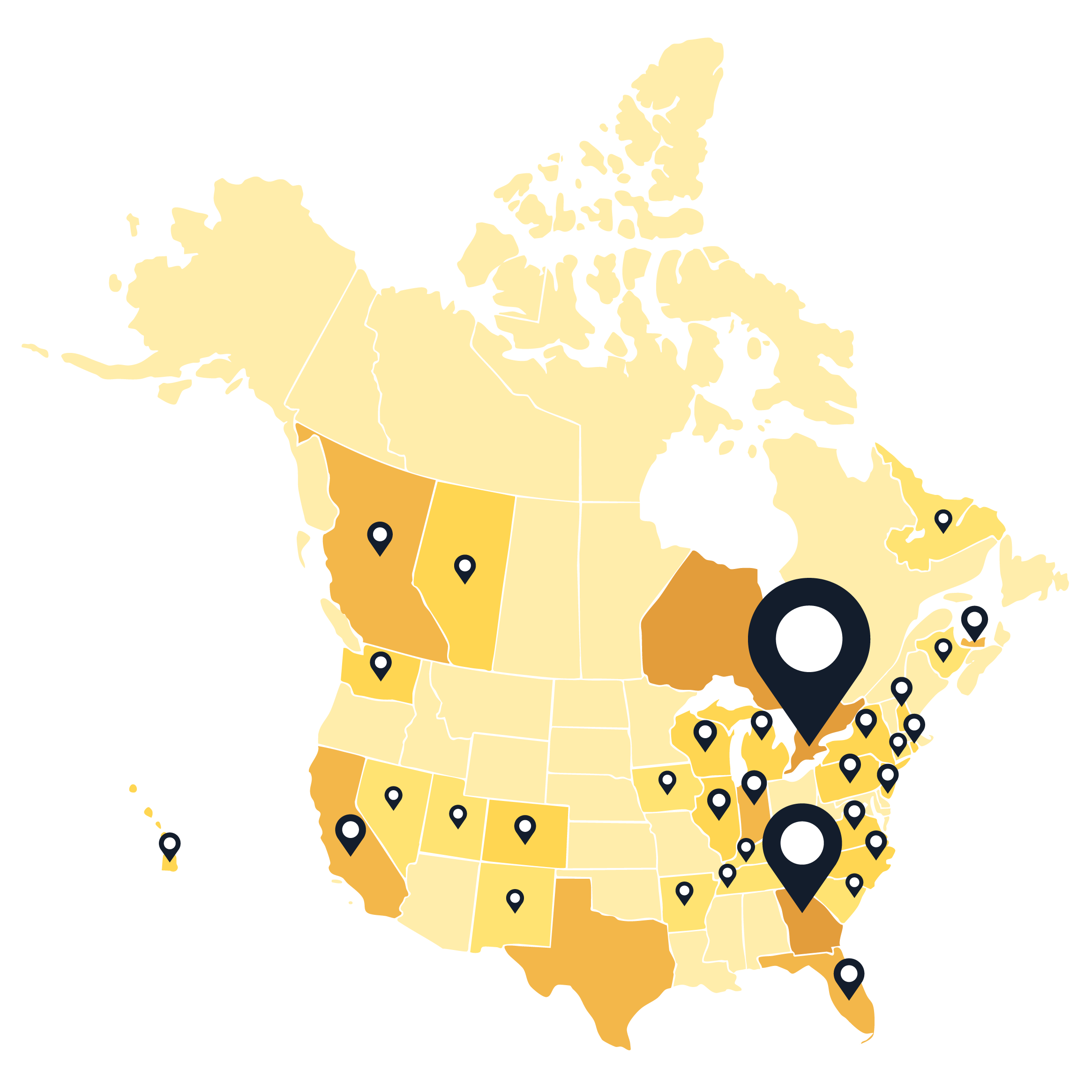 Granum across US and Canada