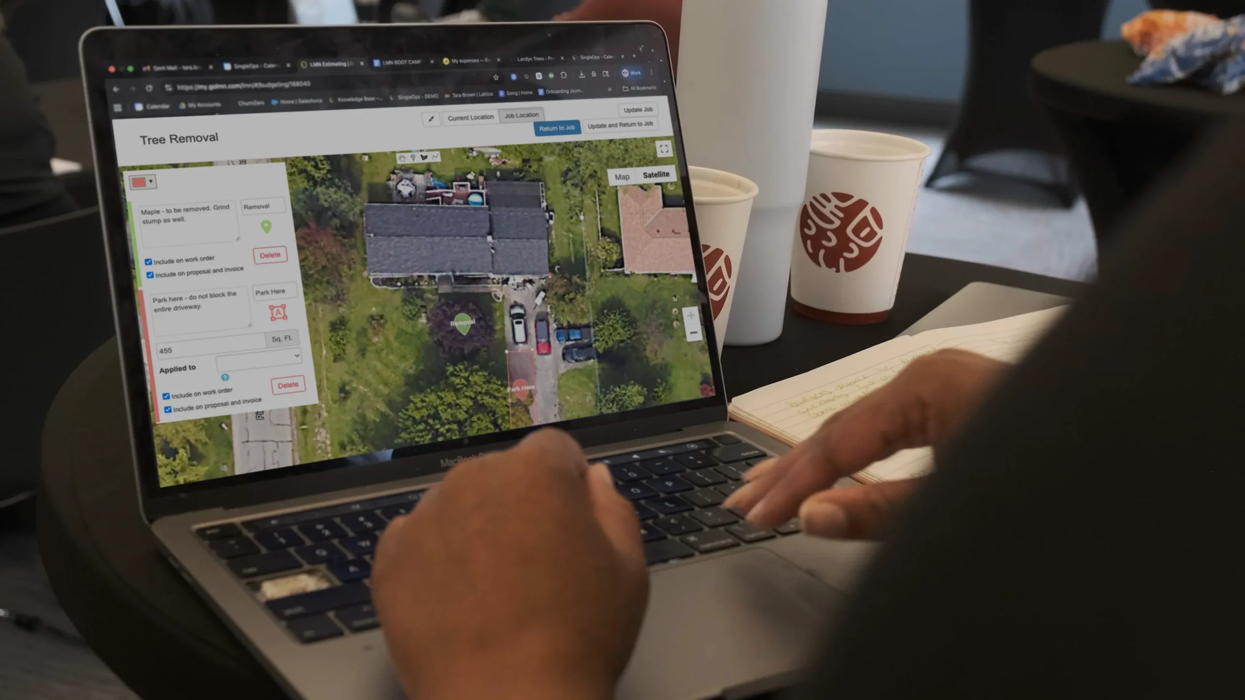 Tree care job site mapping